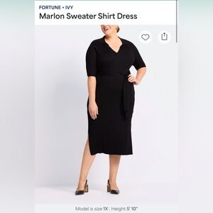 Fortune + Ivy Black Midi Sweater Dress